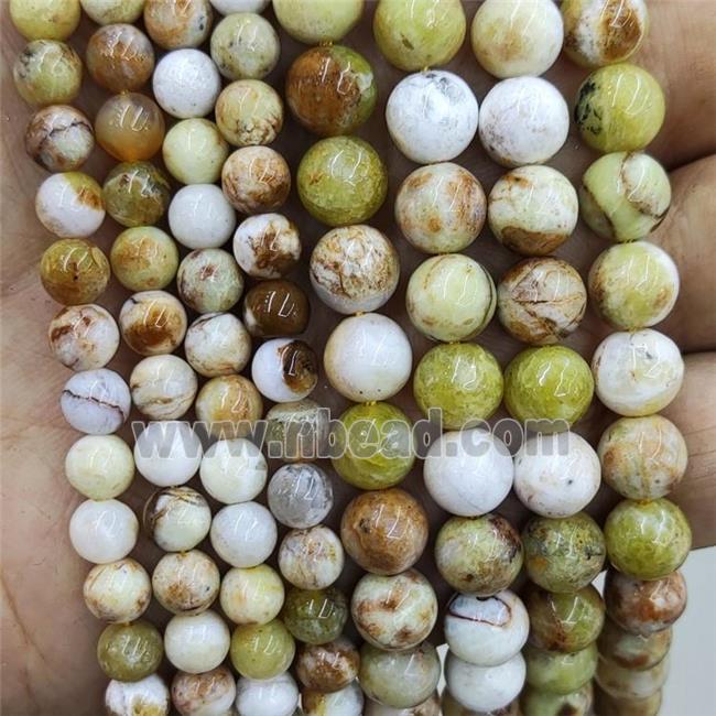 Natural Yellow Opal Beads Smooth Round