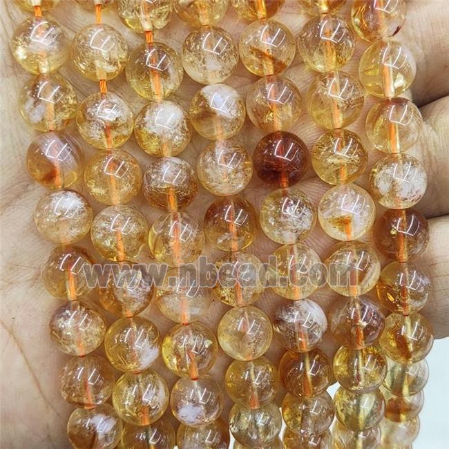 Natural Yellow Citrine Beads B-Grade Smooth Round