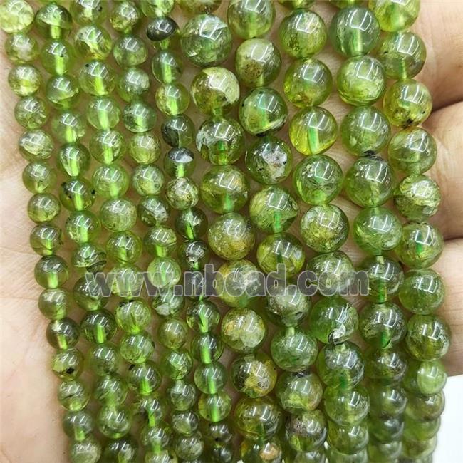 Natural Peridot Beads Green Smooth Round