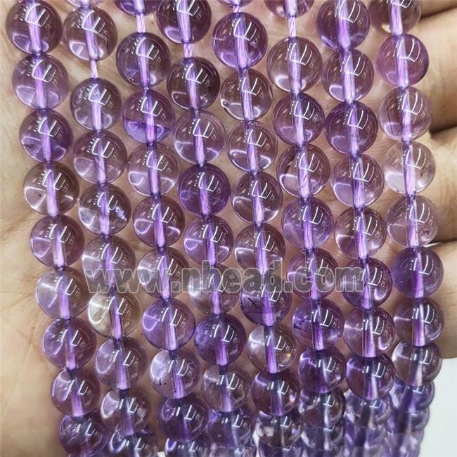 Natural Purple Amethyst Beads Smooth Round