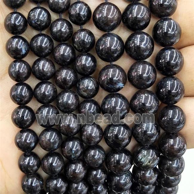 Natural Hornblende Beads Smooth Round Black