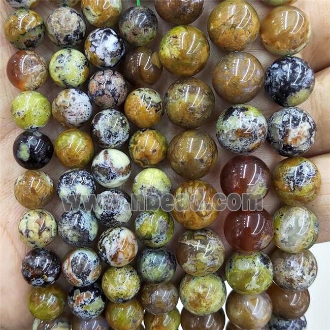 Natural Opal Beads Green Smooth Round