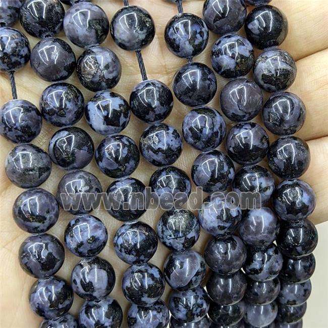 Natural Indigo Gabro Beads Black Smooth Round