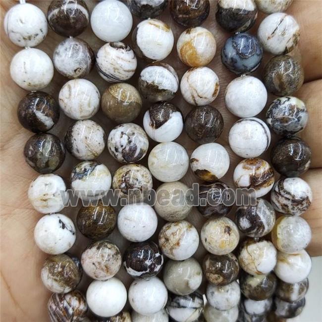 American Wooden Petrified Beads Smooth Round