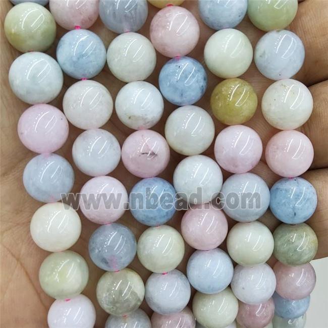 Morganite Beads Multicolor Smooth Round