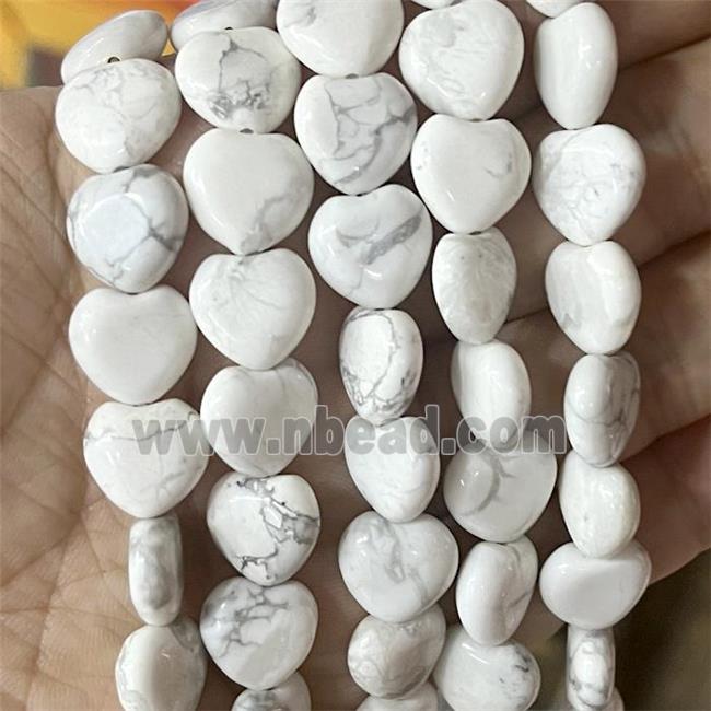 White Howlite Turquoise Heart Beads