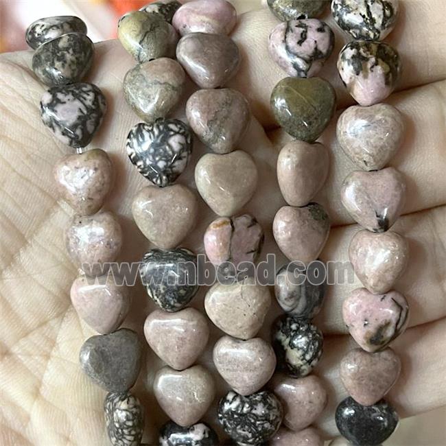 Chinese Rhodonite Heart Beads