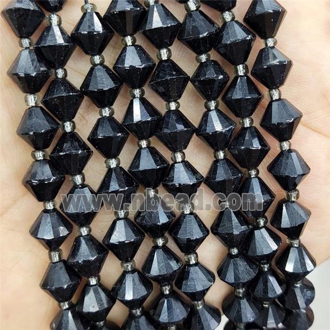 Natural Black Tourmaline Beads Bicone