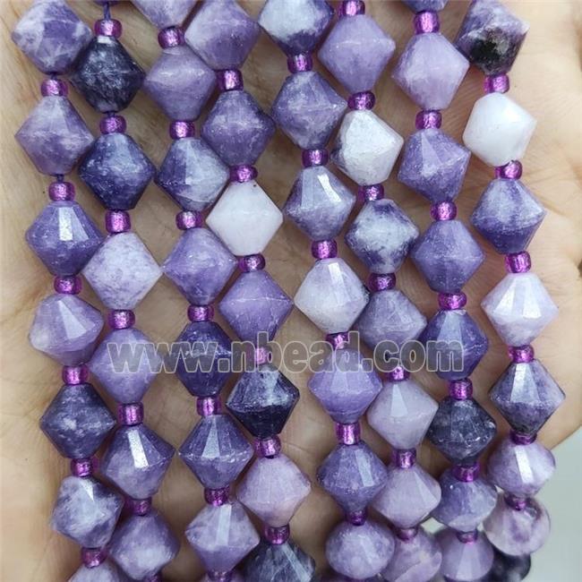 Lepidolite Bicone Beads Purple