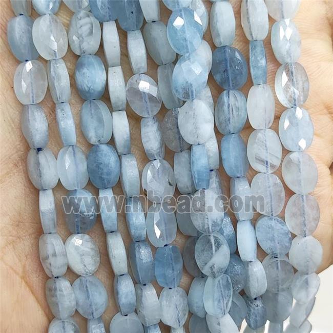 Natural Blue Aquamarine Beads Faceted Oval