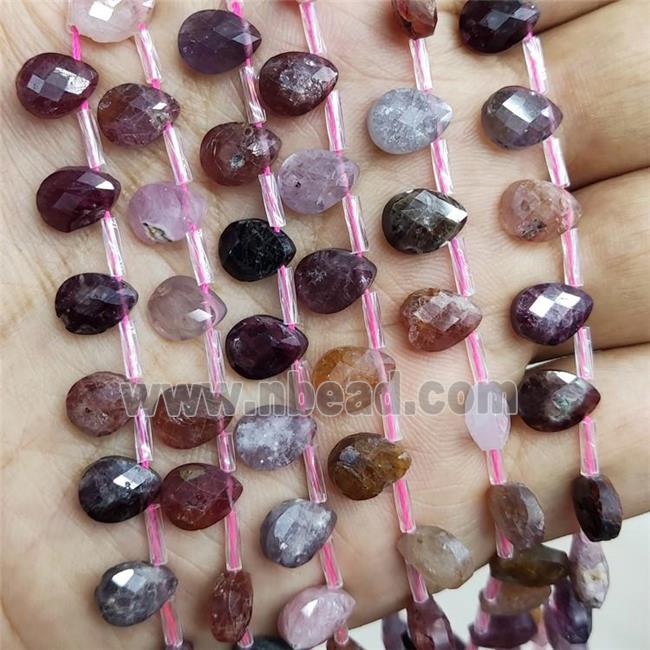 Natural Spinel Beads Multicolor Faceted Teardrop Topdrilled