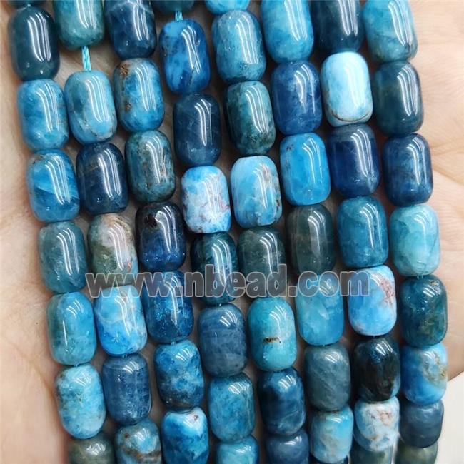 Natural Blue Apatite Barrel Beads