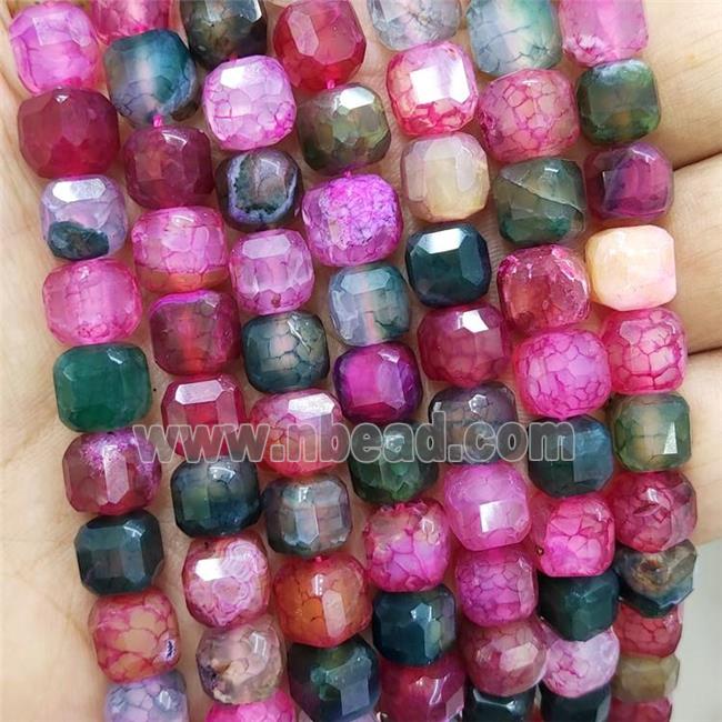 Mixed Veins Agate Beads Faceted Cube Dye