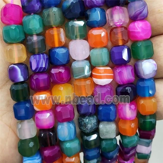 Natural Agate Cube Beads Faceted Mix Color Dye