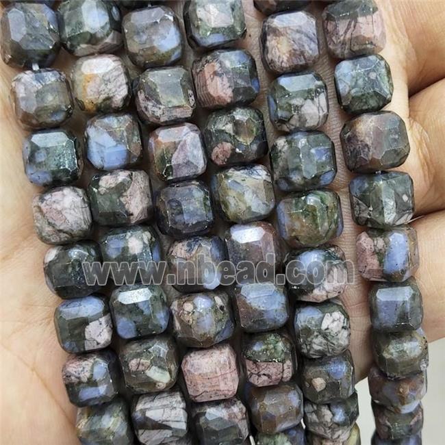 Gray Opal Beads Faceted Cube