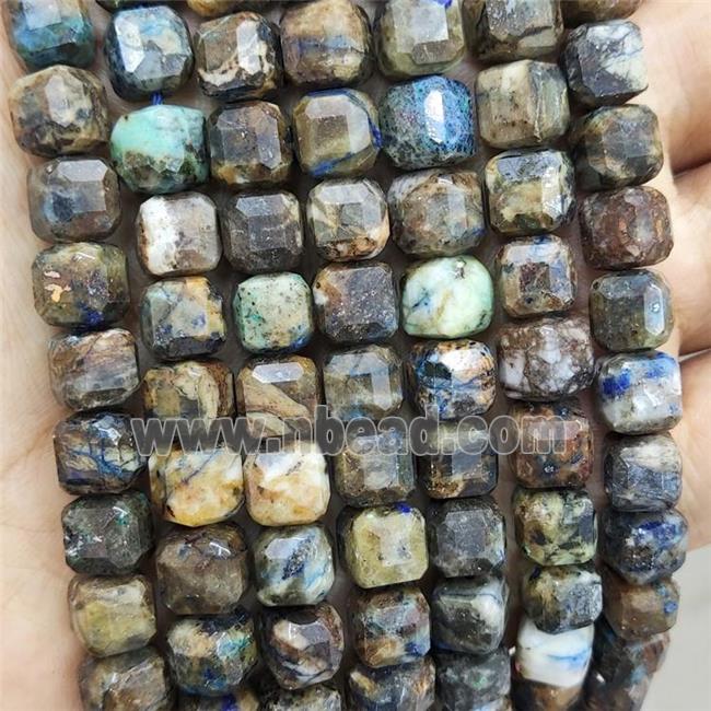 Natural Azurite Beads Faceted Cube B-Grade