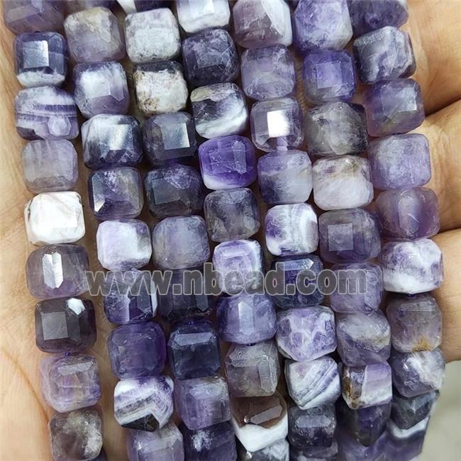Natural Dogtooth Amethyst Beads Purple Faceted Cube
