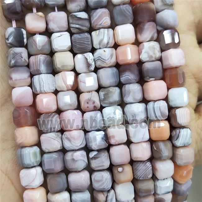 Natural Pink Botswana Agate Beads Faceted Cube