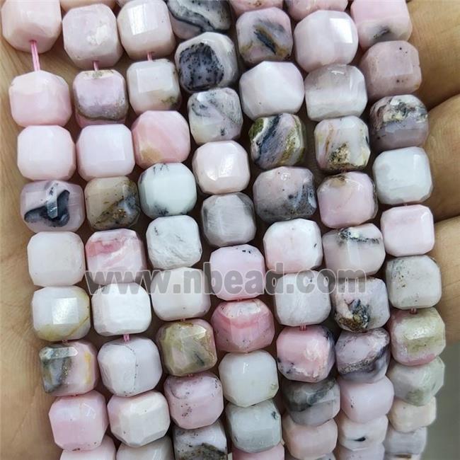 Natural Pink Opal Beads Faceted Cube