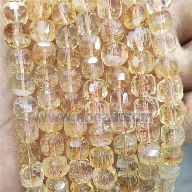 Natural Citrine Beads Yellow Faceted Cube