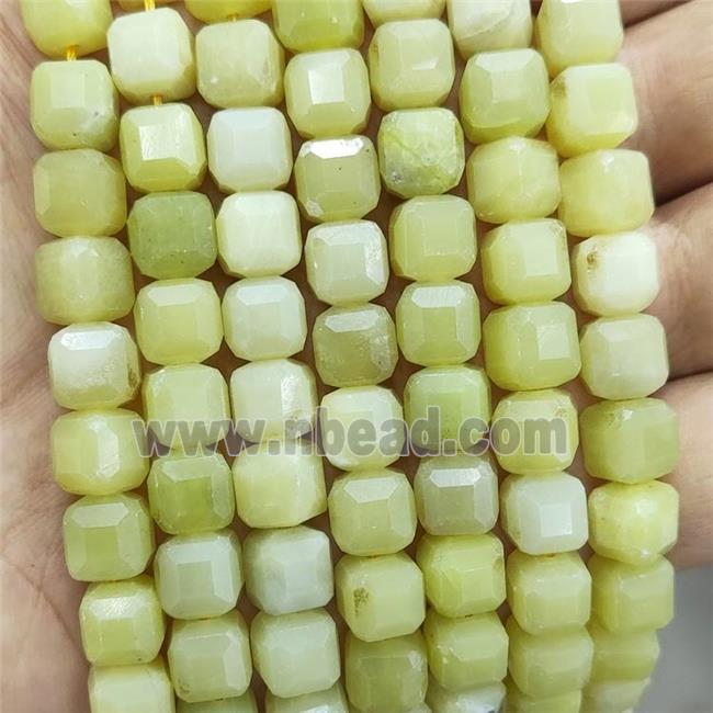 Natural Lemon Jade Beads Faceted Cube Olive