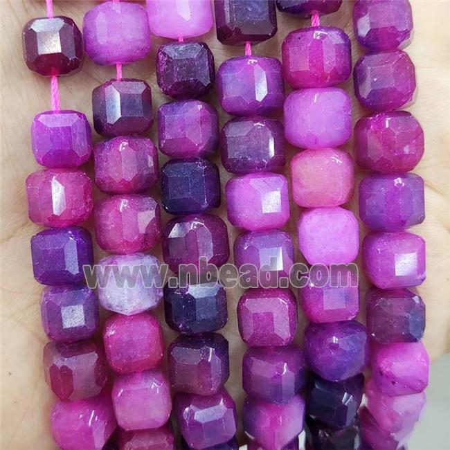 Fuchsia Jade Beads Dye Faceted Cube