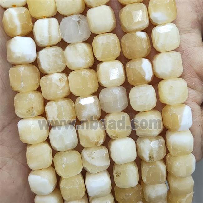 Natural Honey Jade Beads Yellow Faceted Cube