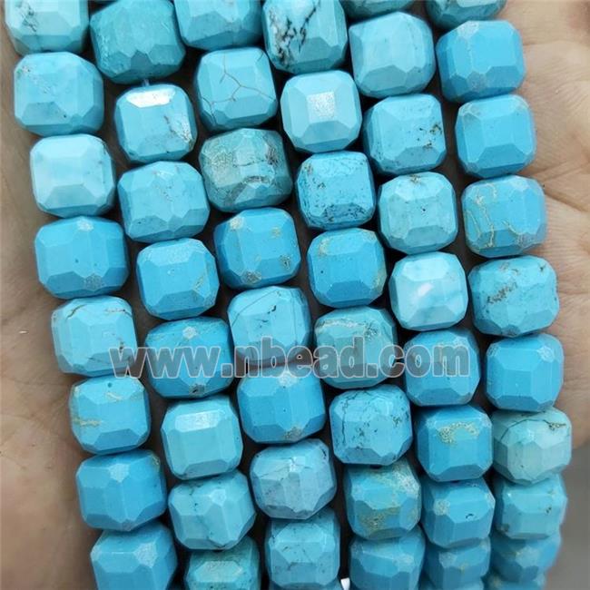 Blue Magnesite Turquoise Beads Faceted Cube