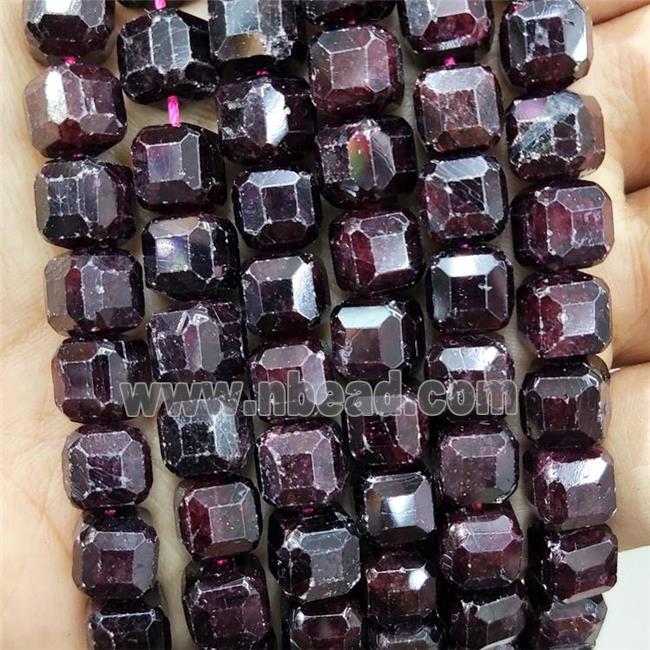 Natural Garnet Beads Dark Red Faceted Cube