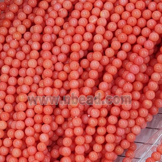 Natural Pink Coral Beads Smooth Round