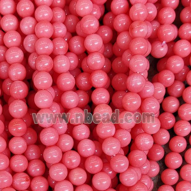 Natural Coral Beads Pink Smooth Round
