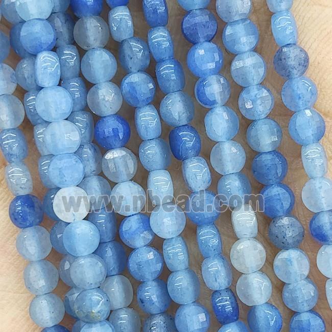 Natural Blue Aventurine Beads Faceted Button