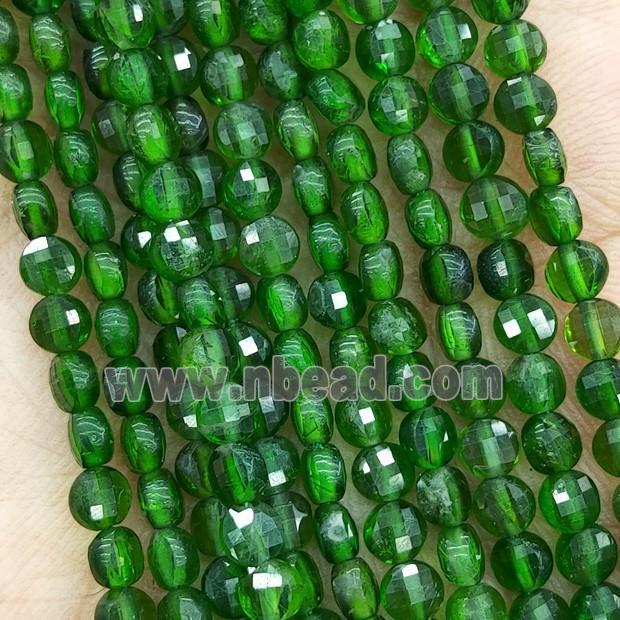 Natural Green Diopside Beads Faceted Circle AAA-Grade