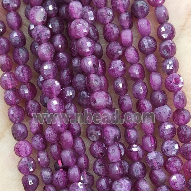 Natural Ruby Beads Faceted Circle Heat Treated
