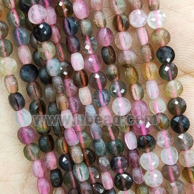 Natural Tourmaline Beads Multicolor Faceted Coin