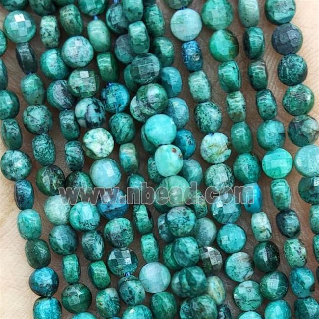 Natural Chrysocolla Beads Green Faceted Circle