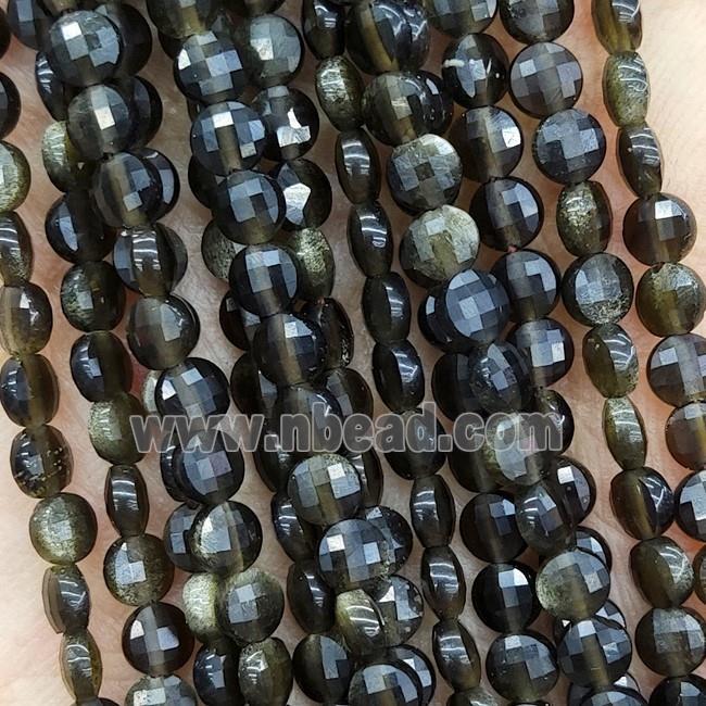 Natural Obsidian Beads Faceted Circle