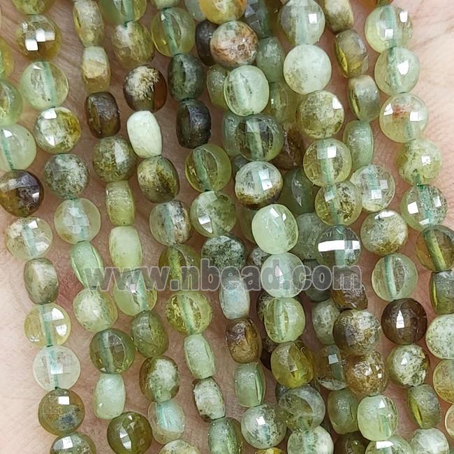 Natural Green Garnet Beads Faceted Circle