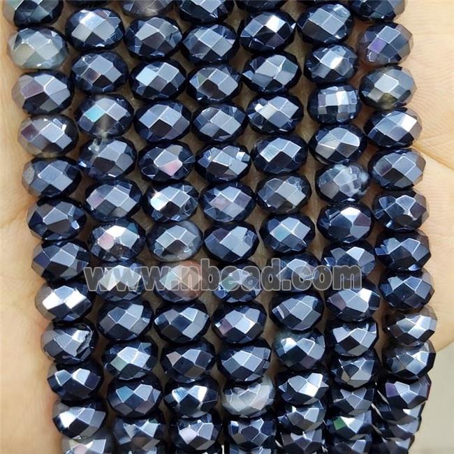 Natural Agate Beads Faceted Rondelle Electroplated