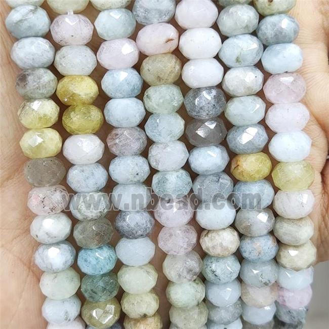 Natural Morganite Beads Multicolor Faceted Rondelle