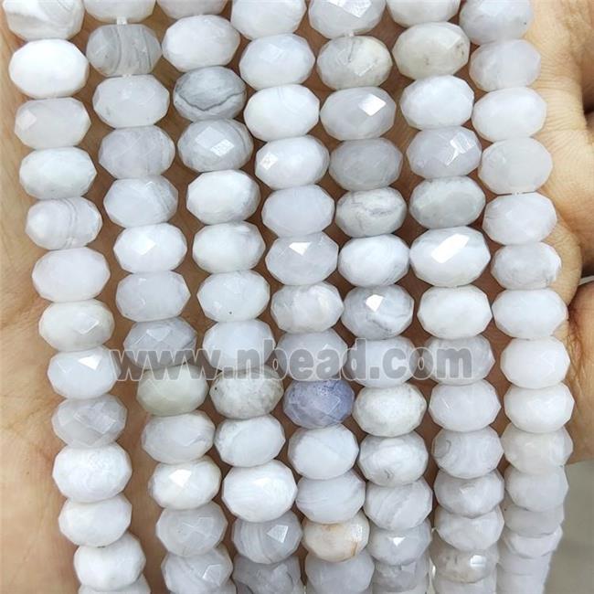 Natural White Crazy Lace Agate Beads Faceted Rondelle