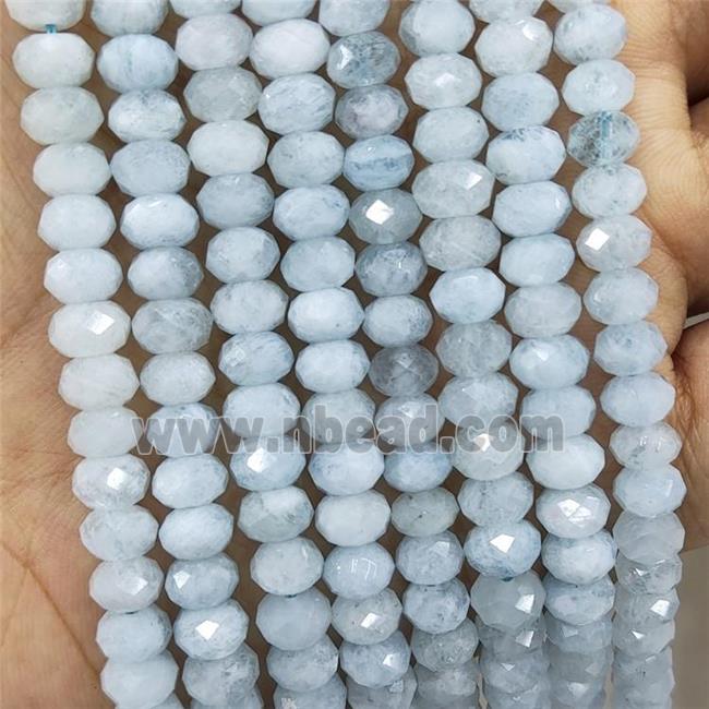 Natural Blue Aquamarine Beads Faceted Rondelle