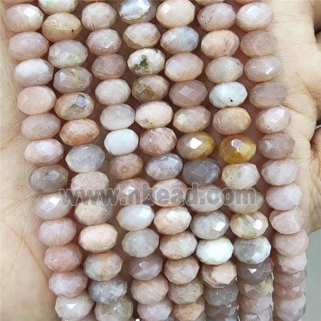 Natural Peach Sunstone Beads Faceted Rondelle