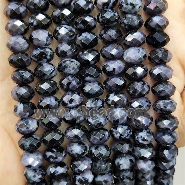 Natural Indigo Gabro Beads Black Faceted Rondelle