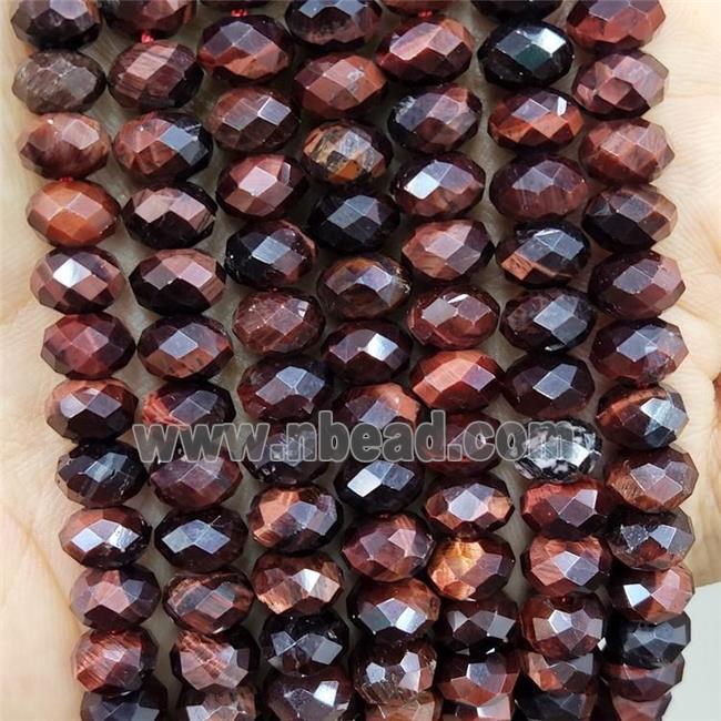 Tiger Eye StoneBeads Red Faceted Rondelle