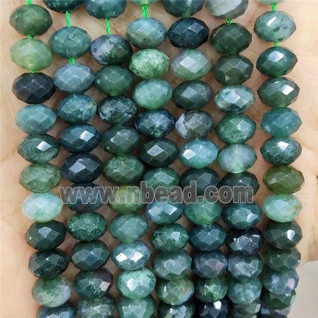 Natural Moss Agate Beads Green Faceted Rondelle
