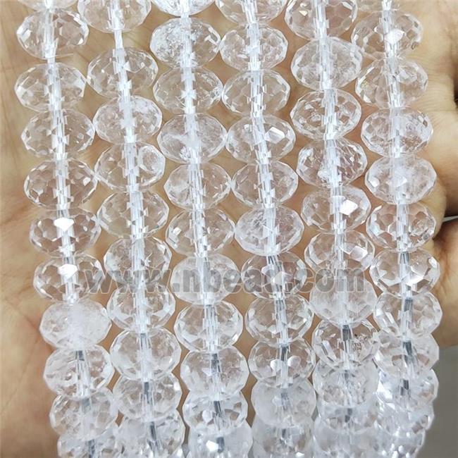 Natural Clear Crystal Quartz Beads Faceted Rondelle