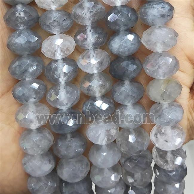 Natural Cloudy Quartz Beads Gray Faceted Rondelle