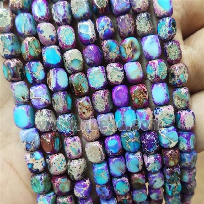 Natural Imperial Jasper Beads Blue Purple Dye Cuboid