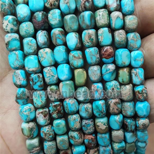 Natural Imperial Jasper Beads TurqBlue Dye Cuboid